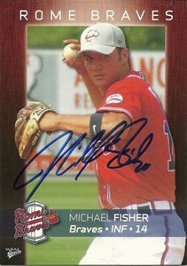 2008 Rome Braves MICHAEL FISHER Signed Card autograph BRAVES GEORGIA TECH YELLOW