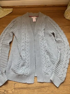 Tommy Bahama Kids Cable Knit Cardigan Sweater Gray Metallic Size L - Picture 1 of 5