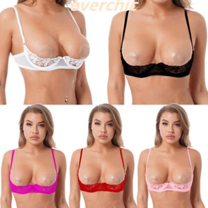 Women Sexy Cupless Bra Nipples Open Half Cup Bras Bralette Lingerie Underwear - Picture 1 of 59