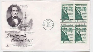 TurtlesTradingPost- Daniel Webster 1969 FDC #1380- Artcraft Cachet- Block of 4 - Picture 1 of 1