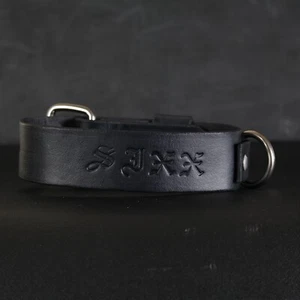 Collar de perro de cuero personalizado. Hecho a mano. Negro - Imagen 1 de 9