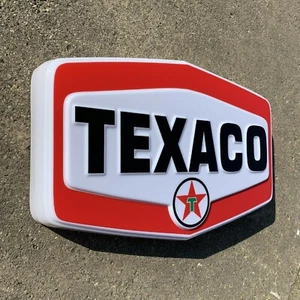 TEXACO 3D EMBOSSED LED ILLUMINATED LIGHT BOX WALL SIGN GARAGE OIL & GAS STATION - Picture 1 of 23