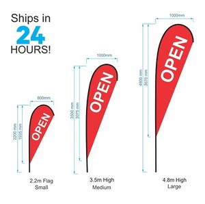 Teardrop OPEN Replacement Flag / Outdoor Advertising Banner(without Pole/Base) - Picture 1 of 9