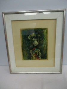 PINTURA DE ACUARELA ORIGINAL FIRMADA DE COLECCIÓN DE NIÑO CON GORRA ~ NO PUEDO LEER FIRMA - Imagen 1 de 8