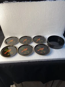 OTAGIRI CARDINAL 6 DRINK COASTERS VINTAGE GIBSON GREETING CARDS No Lid Black - Picture 1 of 10