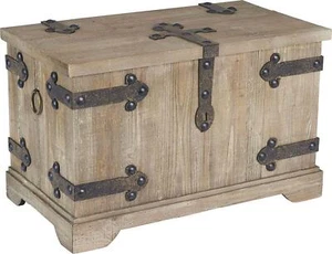 Wooden Chest Storage Trunk Box Standard Small Victorian Antique Wood Vintage - Picture 1 of 6