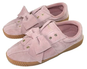 Tretorn Slip-On Nylite Pink Bow Suede Leather Sneakers Women's Size US 8 EU 39 - Picture 1 of 13