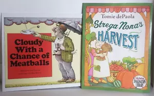 Childrens Books Lot of2 Cloudy with a Chance of Meatballs & Strega Nonas Harvest - Imagen 1 de 8