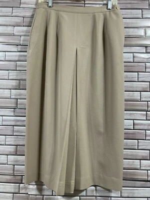 Susan Bristol Mujer 10 Lana Falda Beige Tostado Midi Pliegues Cintura Elástica De Colección Foto 1 de 4