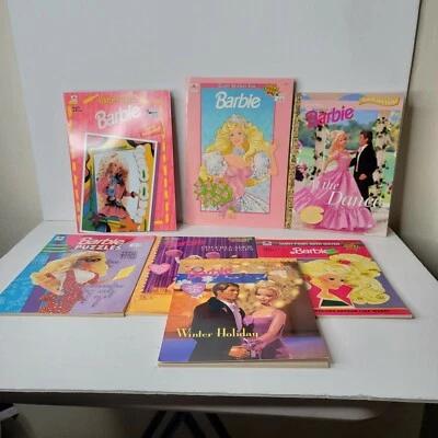 Lot Of 7 Barbie Golden Books Paint With Water Activity Color Puzzle Lace Up Stic Foto 1 de 4