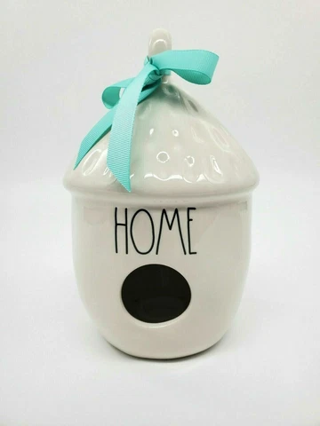 Rae Dunn Birdhouse HOME #202 by Magenta w Teal Bow New Cover
