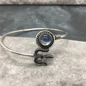 Moonstone Gemstone Adjustable Cuff Bangles 925 Silver Plated New Free Ship 4741 - Picture 1 of 4