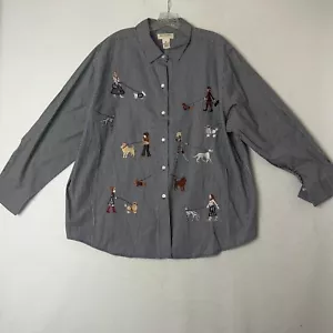 Bechamel shirt sz 3X Button Up gingham Black & White Embroidered Dog Walkers - Picture 1 of 6