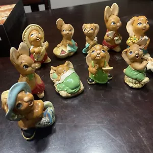 Vintage Pendelfin Rabbit Bunny Figurine Lot Of 11 Pieces Rare Displays England - Picture 1 of 13