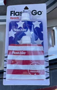 2 Flask 2 Go Foldable Portable Freezable Reusable Drink Pouch Two Packs 7.5 oz - Picture 1 of 2