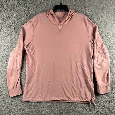 John Varvatos Sudadera con Capucha Para Hombre Grande Rosa Ligera Manga Larga Algodón Codo Parche Foto 1 de 4