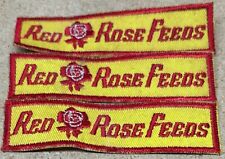 Vintage Red Rose Feeds Patches Animal Feed Farm Livestock Lot of 3