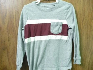 BOYS 5T CARTERS SHIRT GRAY WITH MAROON AND WHITE LONG SLEEVE - Picture 1 of 2