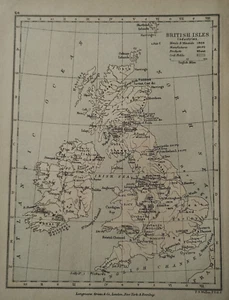 Original 1899 Antique Map British Isles Industries - Picture 1 of 3