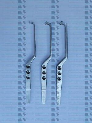Pinzas angulares tumorales bayoneta Samii Yasargil izquierda 3 mm, 5 mm, 7 mm neuroquirúrgicas Foto 1 de 4