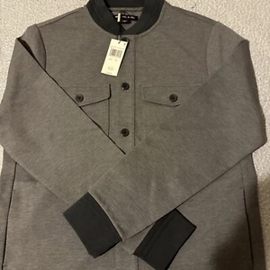Michael Kors Men's Gray Two-Tone Varsity Bomber Jacket Size Medium 228$ NWT - Picture 1 of 7