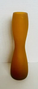 Frosted Orange Glass Vase Graceful Hourglass Shape 10.5” - Picture 1 of 11