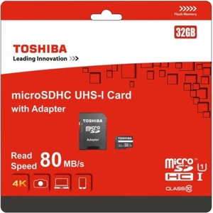 Toshiba 32 GB mircoSDHC UHS-I Card with Adapter - AUS - Picture 1 of 4