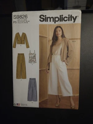 Simplicity Pattern 9826 Camisole Cardigan Pants 2 Lengths Sizes 12-20 New Uncut - Image 1 of 3
