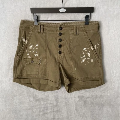 Pantalones Cortos Mujer Anthropology Marrón Sólido Pintura Salpicaduras 31 Algodón Botón Cremallera Foto 1 de 4