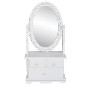 Vanity Makeup Table with Oval Swing Mirror MDF Home Dressing Furniture vidaXL - Picture 1 of 7