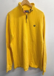 Chaps Men's Size M 1/4 Zip Knit Sweater Pullover Long Sleeves Yellow Mock Neck - Picture 1 of 5