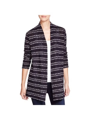 Suéter THREE DOTS Mujer Negro Rayas Manga Larga Frente Abierto Ropa para Trabajar M Foto 1 de 4