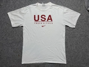 USA Track & Field Shirt Mens Medium White Red Graphic Tee Nike Team Crewneck - Picture 1 of 12