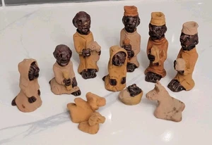 Afrikanische Krippe, 60er Jahre Terrakotta Volkskunst, Miniaturen  - Bild 1 von 5