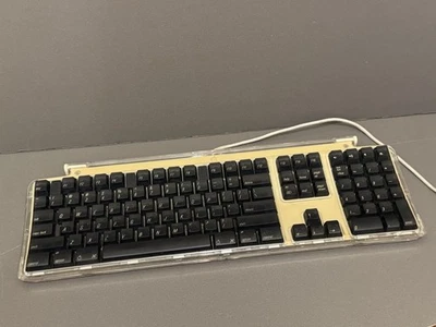 Apple M7803 Pro USB Wired Keyboard TESTED WORKS clear, black keys, beige console - Image 1 of 4