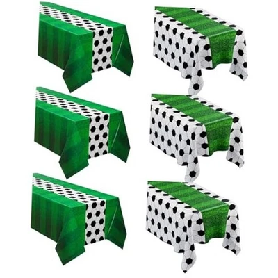  Mesa de plástico desechable 6 piezas manteles temáticos de fútbol 54 x 108 pulgadas  Foto 1 de 4