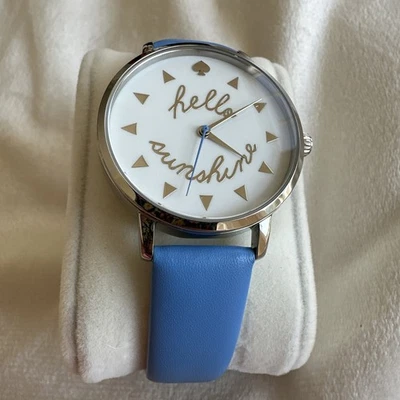 Reloj Kate Spade Azul Plata Cuero Genuino Hello Sunshine 7.5 Pulgadas Necesita Batalla Foto 1 de 4