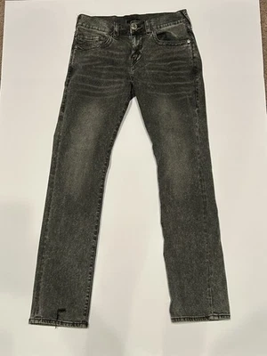 True Religion Jeans Mens Ricky 30x30 Gray Denim Red Stitch Distressed Blend - Image 1 of 4