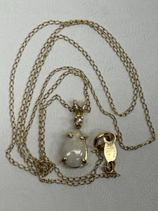 Costa 14KT Halskette mit 14K Diamant Gesicht Hase Anhänger hält Opal Ei 1,278g - Bild 1 von 24