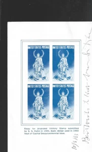 1945 Essay SS for Victory stamp signed by designer S.S. Kahn - Picture 1 of 2