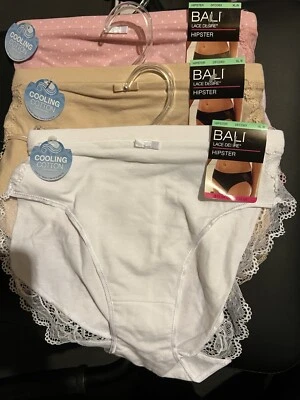 (Paquete de 3) BALI LACE WISH Rosa Blanco CORTE ALTO #DFCD63 BRAGAS TALLA XL/8 Hipster Foto 1 de 3