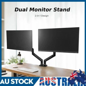 Dual Monitor Arm Desk Mount Up to 35'' Displays Screen Bracket Holder Black - Picture 1 of 11