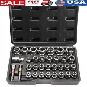 29 Pc Bolt Extractor Set Wrench Cr Mo Socket Tool Rusty Nut Remover Adapter New - Picture 1 of 9