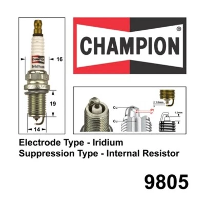 2x CHAMPION Performance Driven Quality Iridium Spark Plug For Mercedes-Benz 9805 - Image 1 of 4