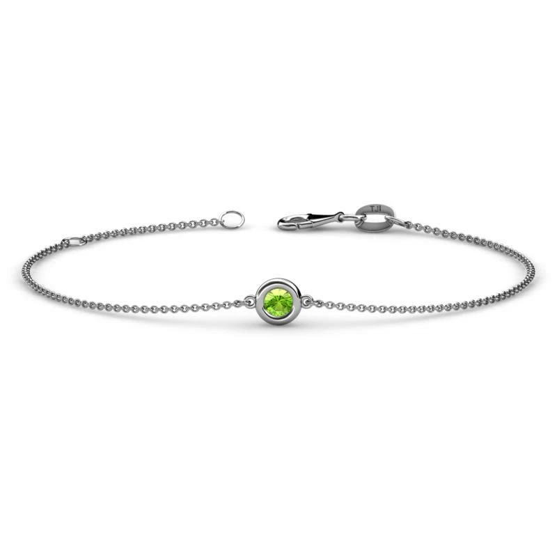 Round Peridot Solitaire Station Minimalist Bracelet 1/5 ct 14K Gold JP:183748 - Image 1 of 1