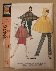McCalls Schnittmuster 6476 Poncho Hose Rock Gr. 10 ungeschnitten Vintage 1966 - Bild 1 von 2