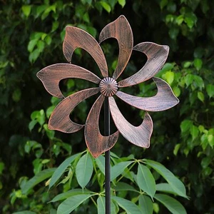 Garden Wind Spinner Metal, Single Blade Rotating Stake for Lawn&(Copper-Colored) - Picture 1 of 9