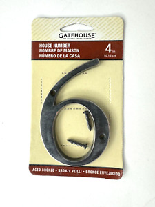 Gatehouse House Number #6 Aged Bronze Flush Mount 4 Inch Tall  2.5" Wide