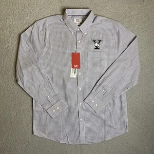Yale University Bulldogs Cutter & Buck Shirt Medium Blue Plaid Button Down NWT - Picture 1 of 16