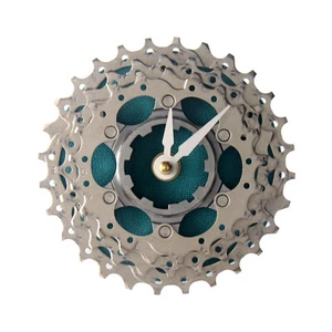 Handmade Desk Clock - Turquoise Bicycle Cassette Gear - Made from Recycled Parts - Picture 1 of 7